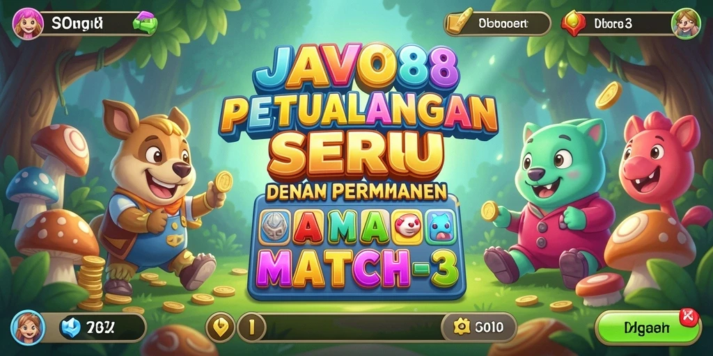 Tampilan utama gameplay JAVO88 yang menampilkan keseruan mencocokkan permata.