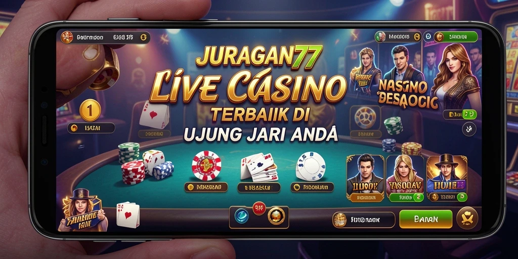 Screenshot gameplay JURAGAN77 yang menampilkan dealer langsung dan suasana kasino.