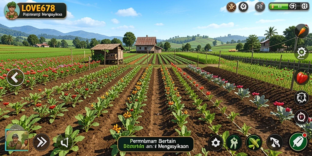 Tampilan menarik dari gameplay LOVE678 yang menggambarkan keseruan bertani.