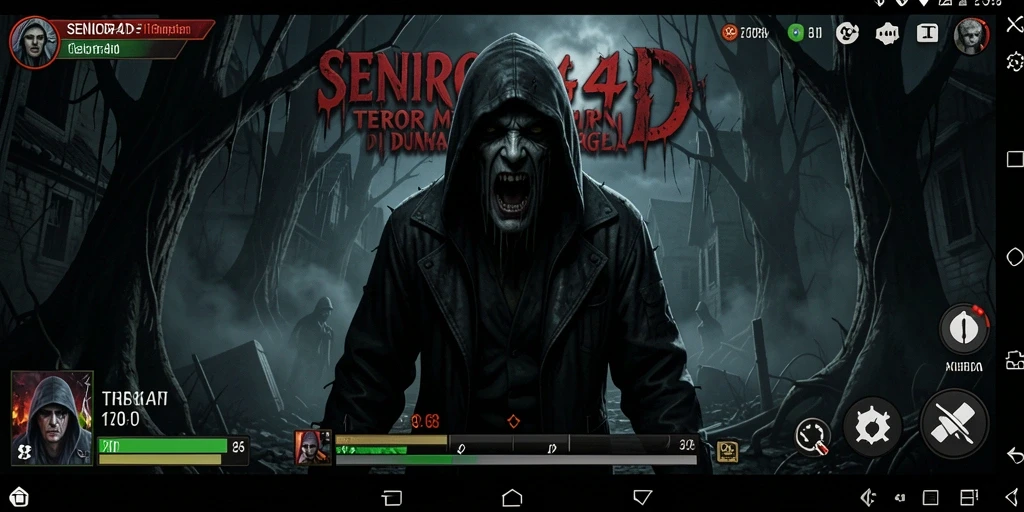Tangkapan layar menampilkan suasana menakutkan dalam SENIOR4D.