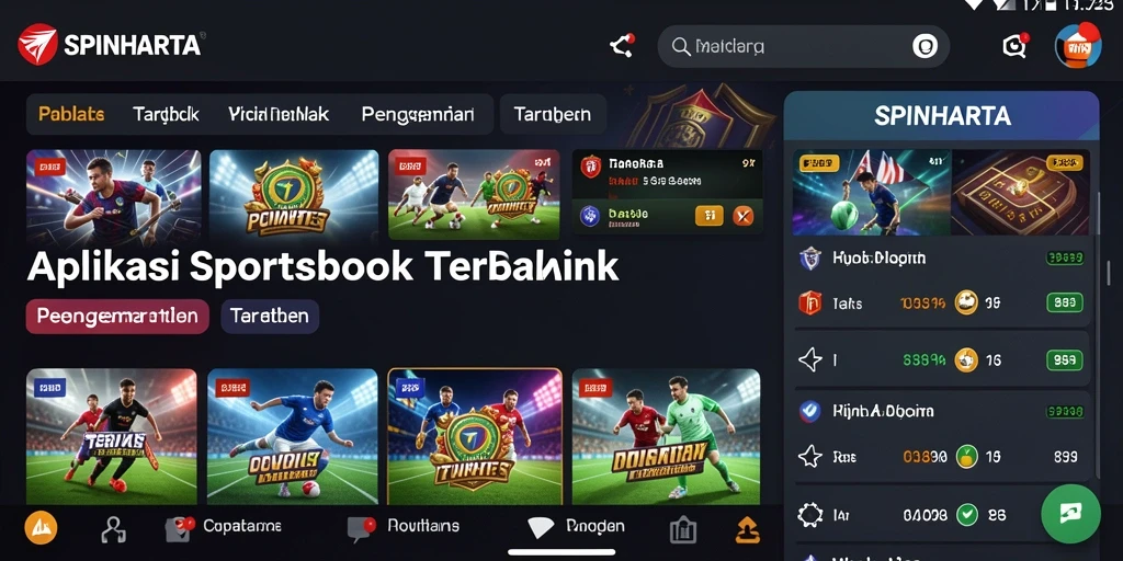 Tampilan antarmuka SPINHARTA yang modern dan menarik untuk taruhan olahraga.