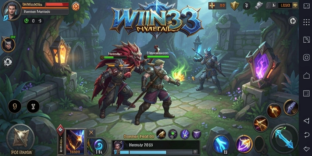 Screenshot WIN33 menampilkan aksi pertarungan seru dalam dunia fantasi.